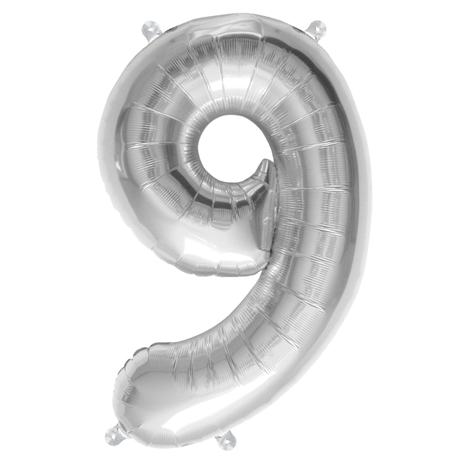 16 inch Number 9 - Silver Air-Filled Foil Balloon