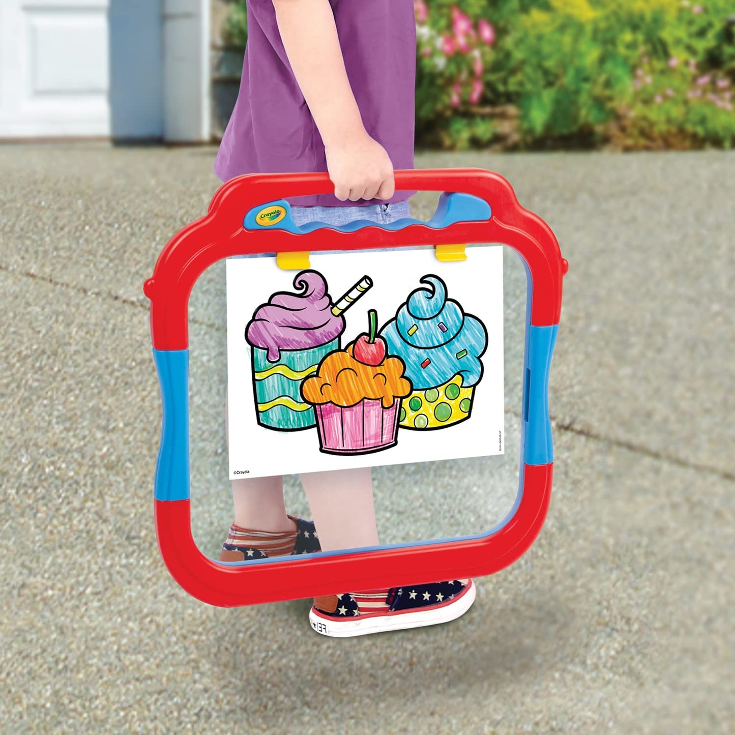 Crayola Transparent Easel Art Station – Weather Resistant, Easy Clean – Includes Paint Supplies – Model 5105-02 – Red, Blue, Yellow
