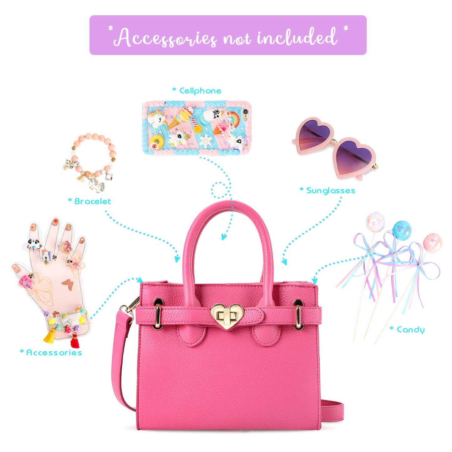 Mibasies Kids Purse For Little Girls Gift Toddler Crossbody Handbags(Hot Pink)