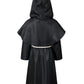 Kids Medieval Renaissance Monk Costume Priest Friar Wizard Cloak Hooded Robe Cosplay Costume Belt Necklace Set(BK 130)