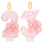 ElekFX 23rd Birthday Candles for Cake, Pink Bow Number Cake Candles, 2.76 inch Number Happy Birthday Candle, Cake Topper Decorat