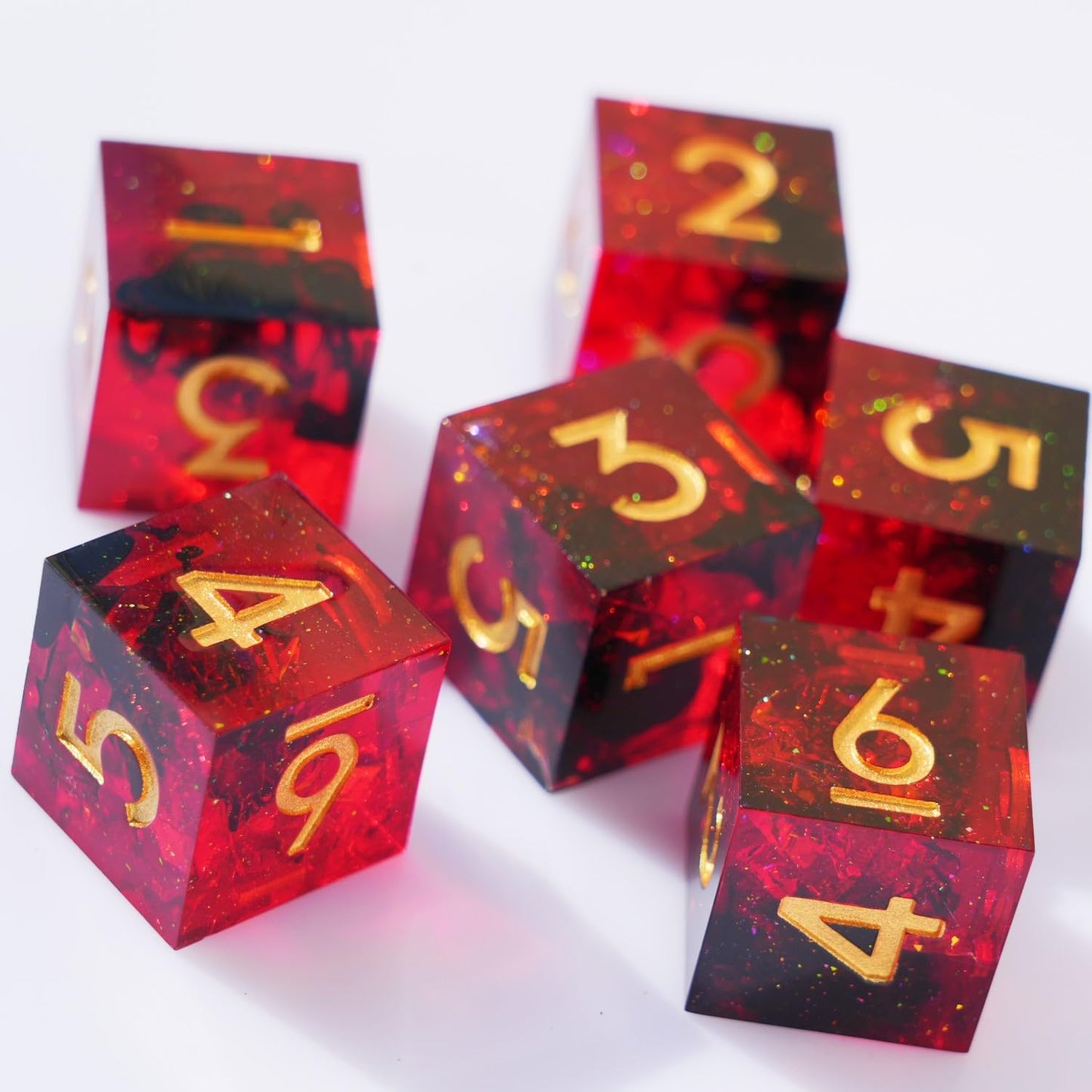 Generic 6PCS 16mm D6 Resin dice Set Dice for DND Dungeons and Dragons Role Playing Game (Red)