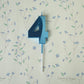 Qj-solar 2.76 inch Blue 4 Birthday Candles,3D Number 4th Cake Topper for Birthday Decorations No 14 40 41 42 43 44 45 46 47 48 4