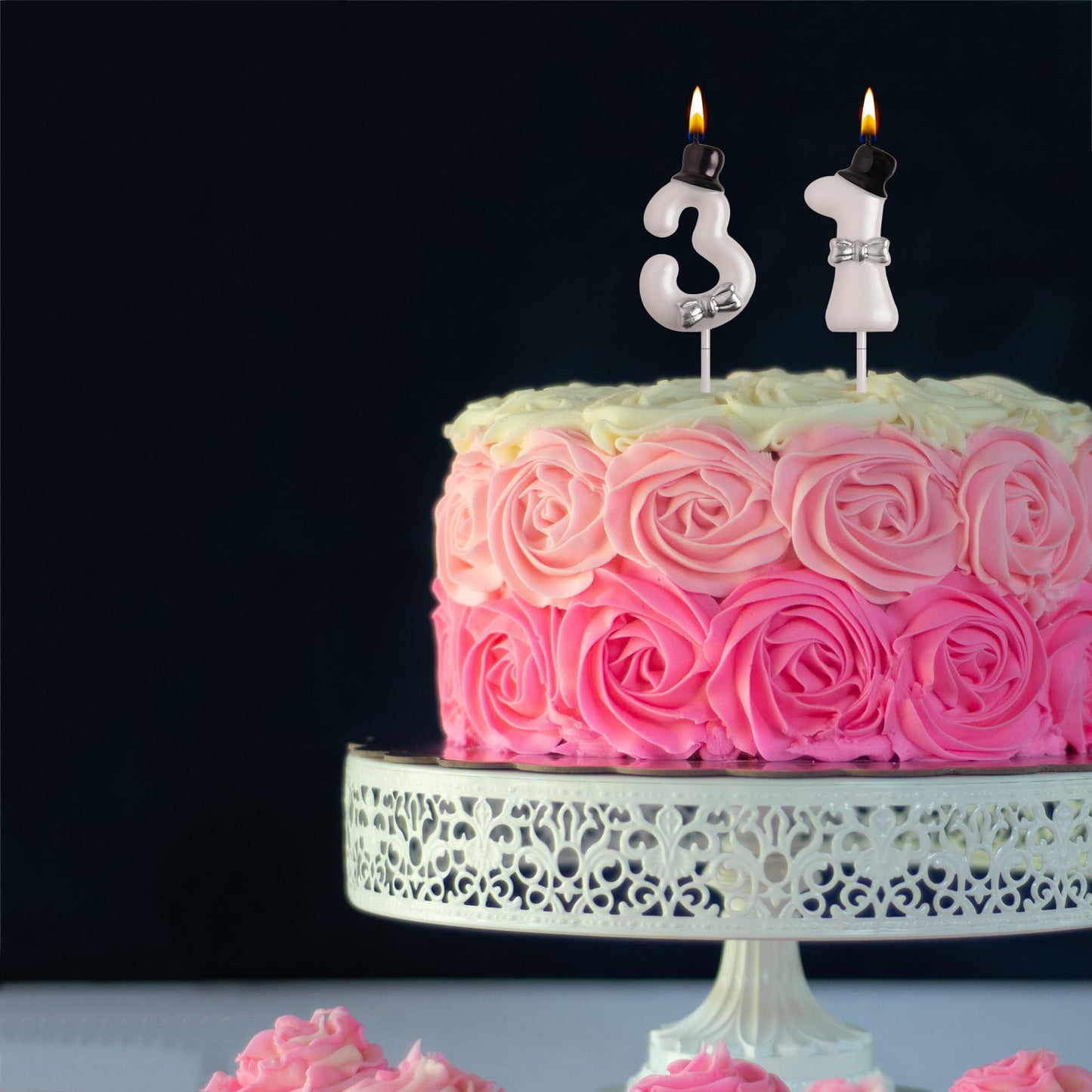 AOOLADA 31st Birthday Candles, White 31 Year Old Number Birthday Candles, Happy Birthday Party Decorations Cake Topper Gifts for