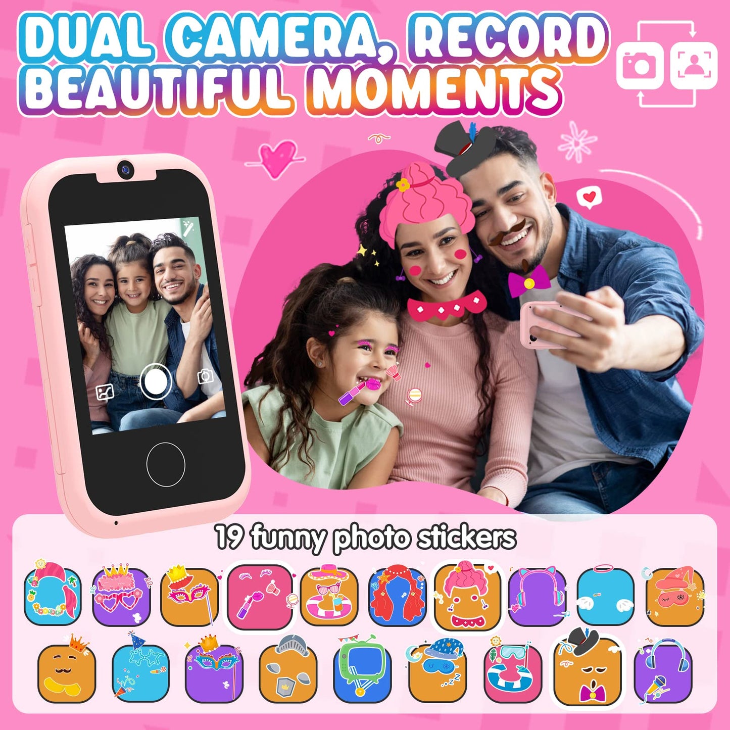 Kids Smart Toy Phone Girls Toy, Eltrynic Toddler Touchscreen Game Phone For 3 4 5 6 7 Year Old Girl, Christmas Birthday Gifts Fo