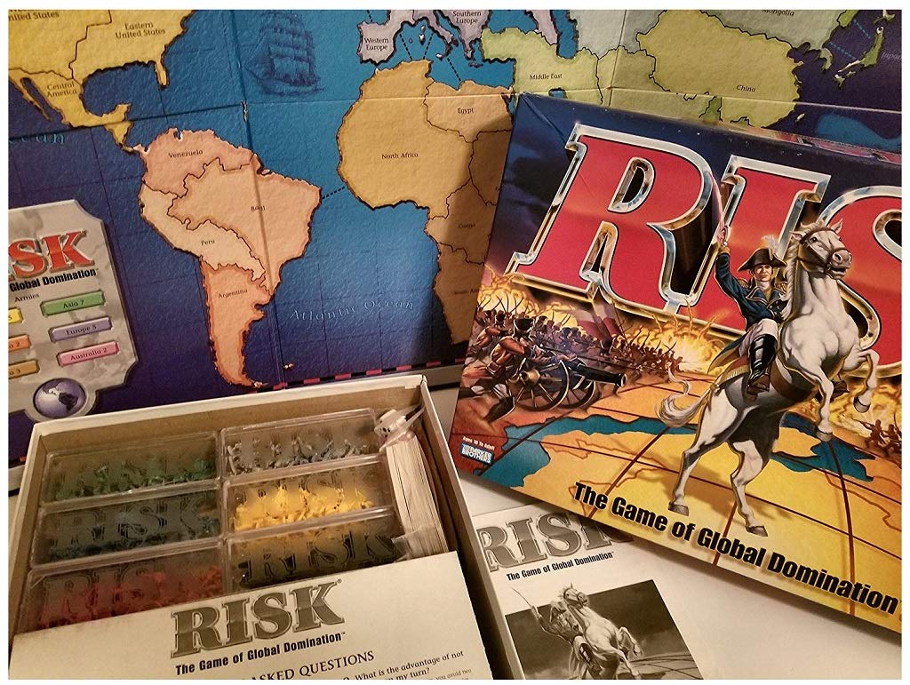 Parker Brothers Risk 1998 Board Game - Army Shaped Pieces, Multicolor, Model 0044, Cardboard