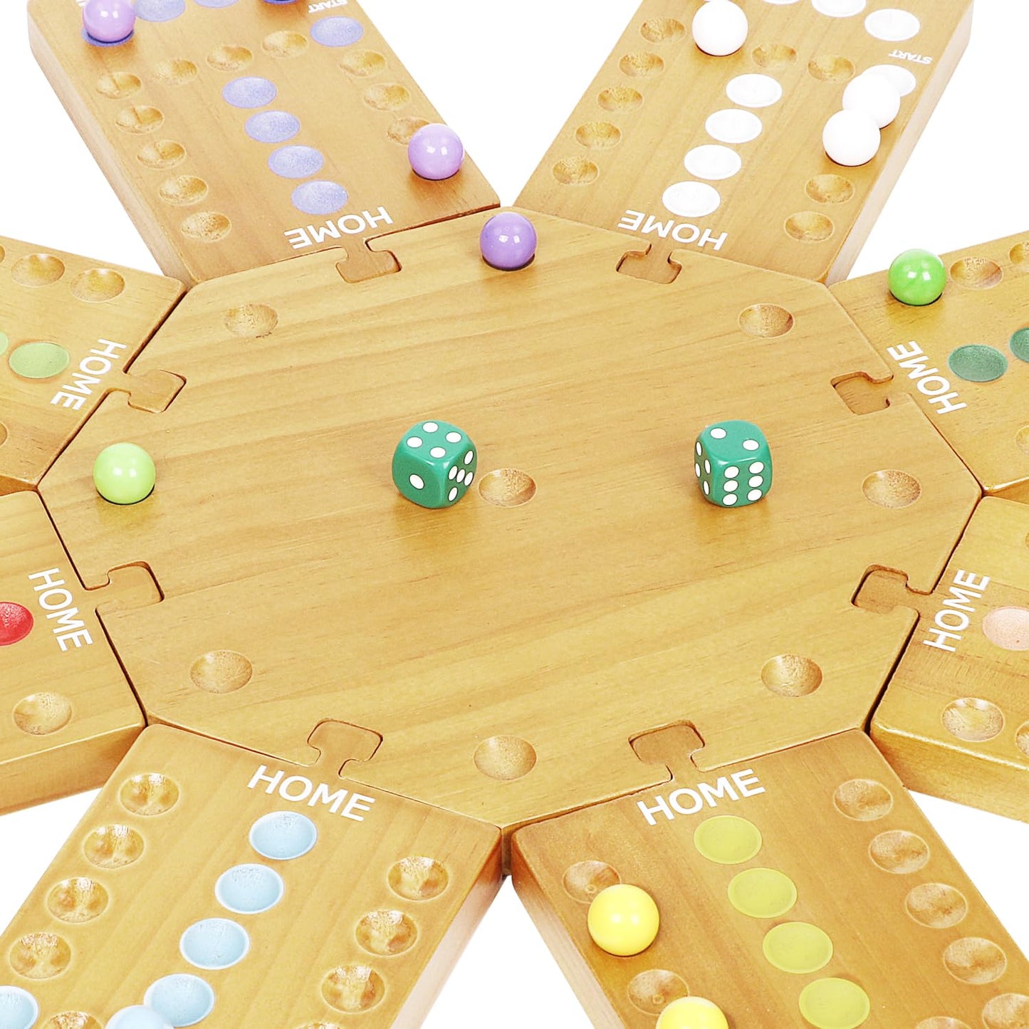 Marble Board Game,Wooden Board Game For 6-8 Players,Portable Design Marble Game With 32 Marbles 16 Dice, Family Game Night Gift