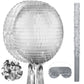 Aoriher Disco Ball Piata 12.6 x 12.6 x 3 Inch Disco Party Piata Mirror Disco Ball Piata Silver Foil Piata with Stick Mask Confet