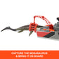 Matchbox Jurassic World Dino Boat Playset with Mosasaurus, Die-Cast Jeep, and Rescue Boat, 14.6" Multicolor, Model JGG61