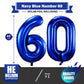 BBPOOL Navy Blue 60 Balloon Numbers - 40 Inch Large Foil Mylar Balloons for Birthday Party & Anniversary Decorations