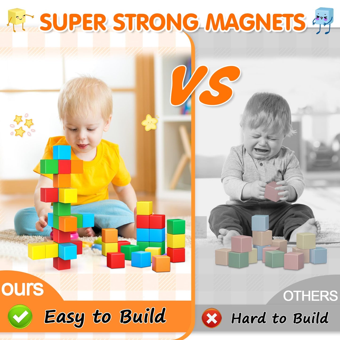 Magnetic Blocks, Magnetic Building Blocks For Toddlers 3+, Preschool Stem Magnetic Cubes Toys, Montessori Educational Sensory Ma