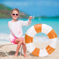 Whaline Inflatable Swimming Float Toy - 4Pcs Striped Swim Ring Pool Lounger Tube, 22.8 Inch, Orange, Fun Print for Summer Beach Party