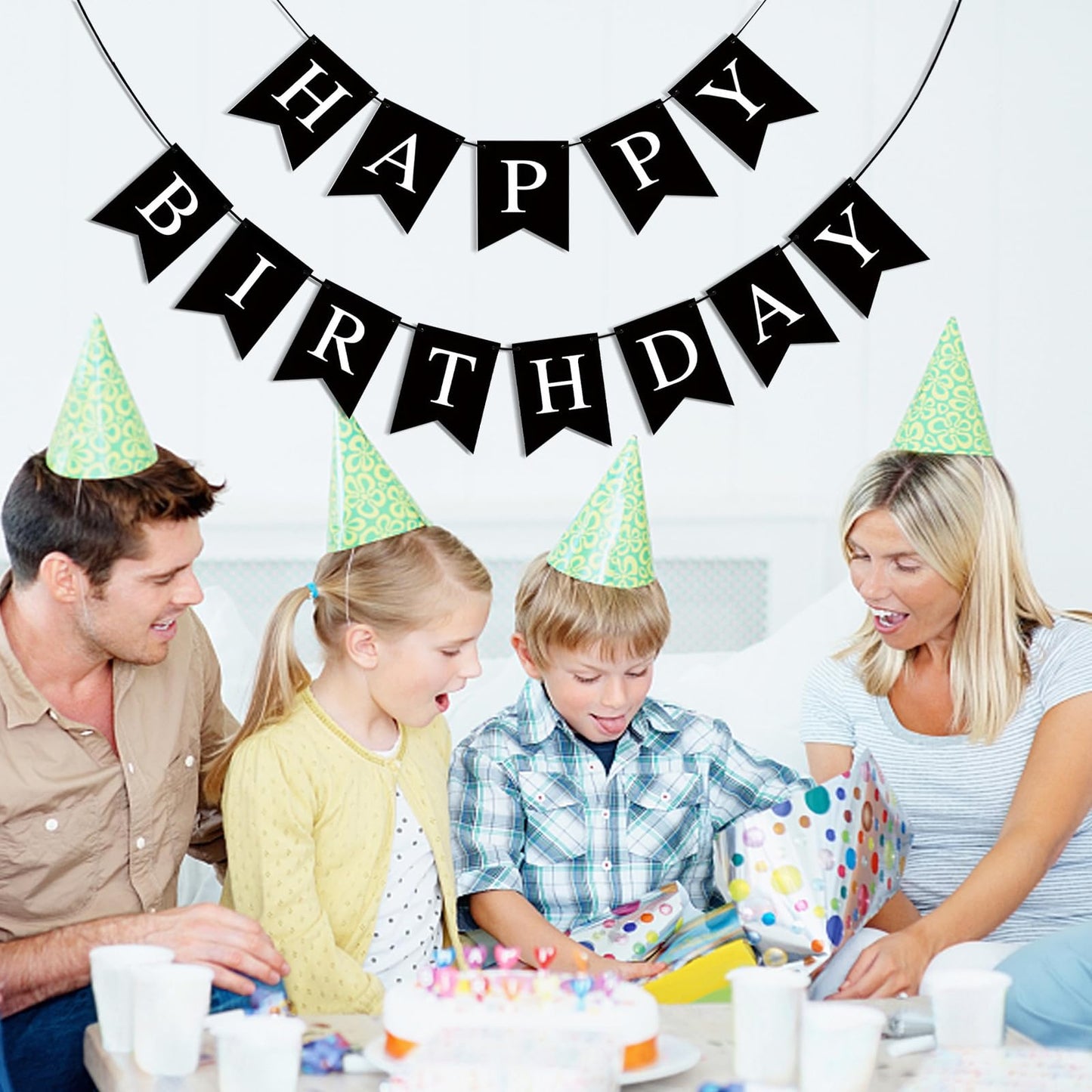 Happy Birthday Banner, Black Happy Birthday Decorations Birthday Sign For Birthday Party Backdrop Decor, Black Happy Birthday Si