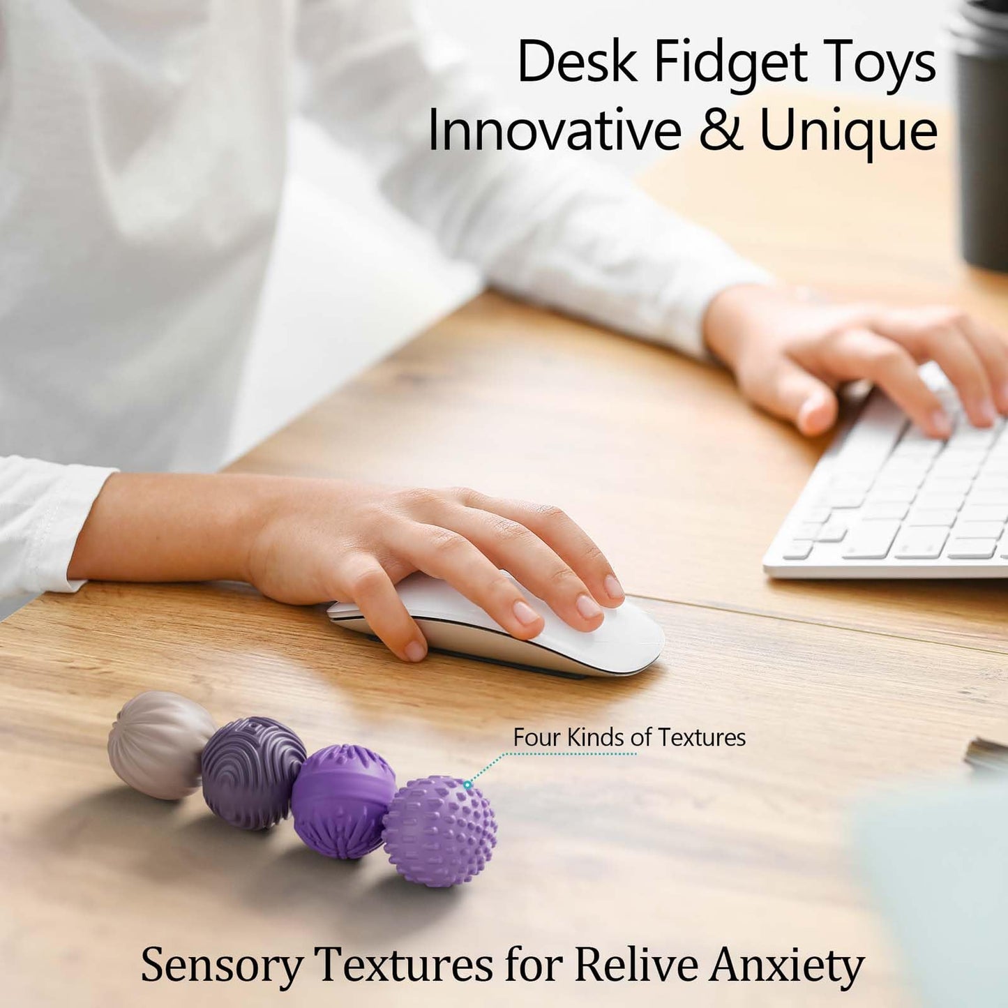 Silicone Magnetic Balls Fidget Toys for Adults & Teens,4PCS Stress Relief Sensory Toys for Autism ADHD Anxiety,Fun Textures Gadg