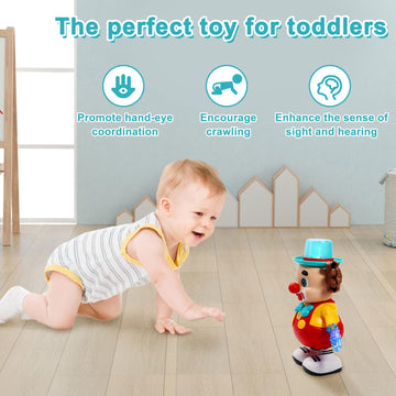 Mayaphilos Dancing Clown Toy Crawling Toy Light Up Music, Fun Moving Musical Toy For Toddlers Chirsmas Birthday Gift