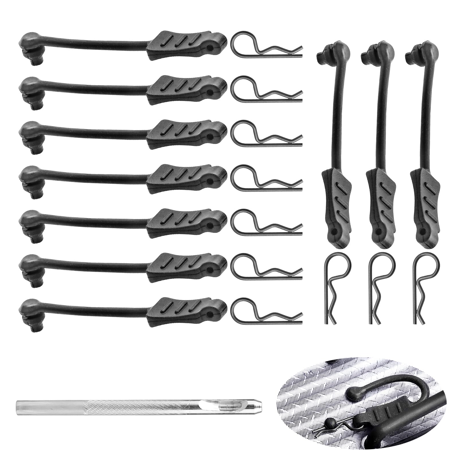 10Pcs Allinrc 1/8 1/10 Rc Body Clips W/Pull Tabs & 4Mm Body Reamer For Traxxas Slash Arrma Kraton Notorious Redcat Losi Hsp Hpi