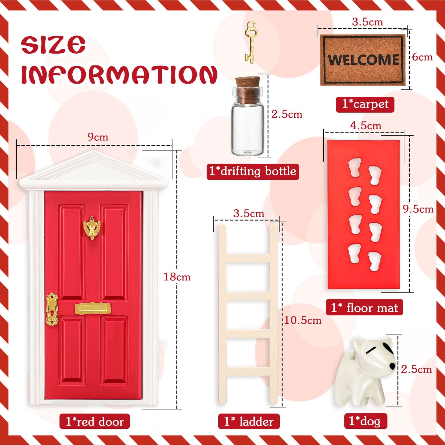 Red Tooth Fairy Door Kit With Accessories - Mini Wooden Festive Set for Fairy Tale Education  Learning Decoration  DIY Craft Activities