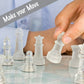 Gamie enhanced Glass Chess Set  14 Inch - Elegant Design - Durable Build - 32 Frosted and Clear Pieces - Felted Bottoms - Easy to Carry - Stable & Fully Functional for Chess Lovers