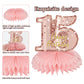 Turypaty Pink Rose Gold 15Th Birthday Honeycomb Centerpieces Decorations For Girls, 9Pcs Rose Gold Happy 15Th Birthday Table Cen