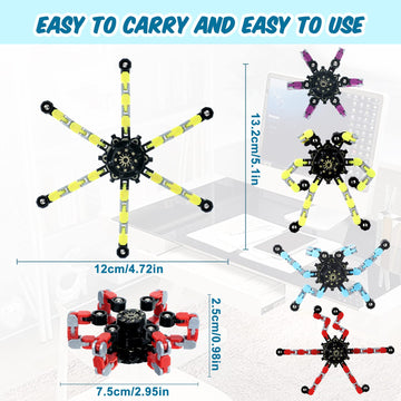 Zhanmai Transformable Fidget Spinners Fidget Toys For Kids And Adults Stress Relief Sensory Toys Transformable Chain Robot Fingertip For Adhd Autism Kids Gifts (64 Pack)