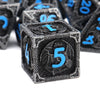 Haxtec Metal DND Dice Set Black Blue Dragon D&D Dice Set with Leather Dice Bag Metal Polyhedral Dice for Dungeons and Dragons Gi