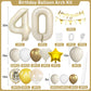 40Th Birthday Decorations Sand White Gold,40Th Birthday Balloon Arch Garland Kit With Happy 40Th Birthday Number 40 Foil Balloon