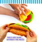 MushMeez Taba Squishy - Burger (Jumbo) Large, 3.5 Super Soft & Sticky Layered TABA Squishies - Squish, Squeeze, Great for Stress