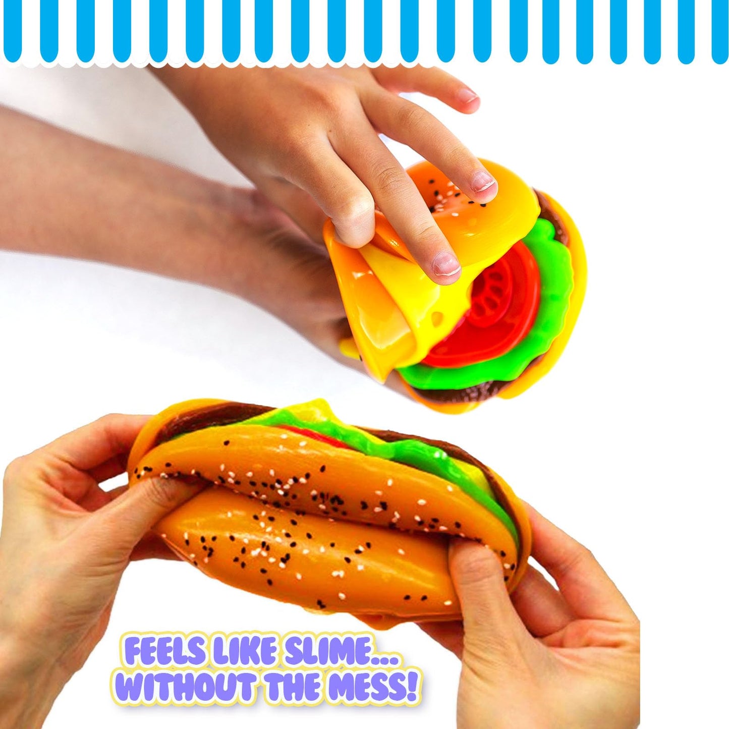 MushMeez Taba Squishy - Burger (Jumbo) Large, 3.5 Super Soft & Sticky Layered TABA Squishies - Squish, Squeeze, Great for Stress