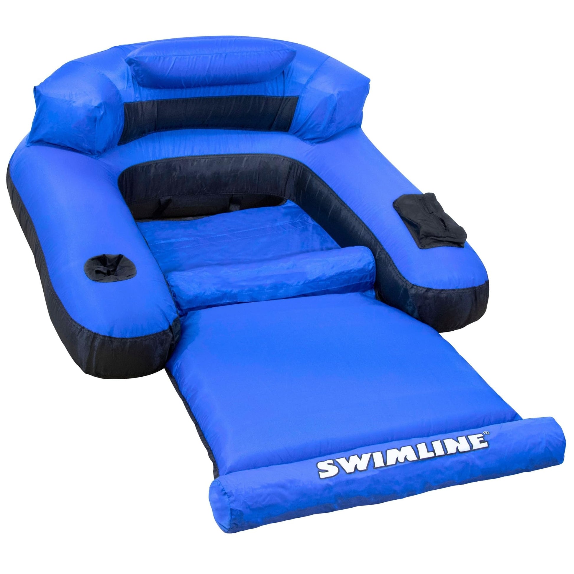 SWIMLINE ORIGINAL Fabric Covered Pool Float Mattress Ultimate Lounger Raft For mature-themeds & Kids | Back  Leg  & Arm Rests  Cup Holder  & Quick-Dry Cover For mature-themed Or Kid Floating & Lounging 9047