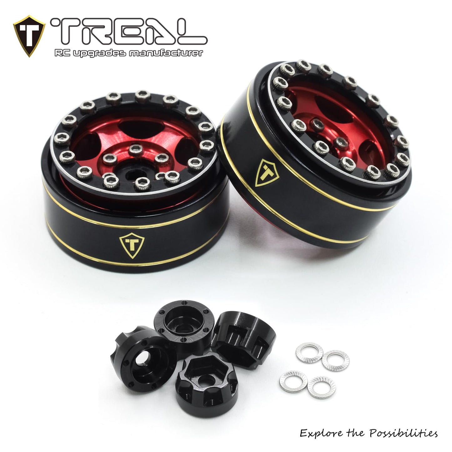 Treal 1.0 Beadlock SCX24 Wheels (4P) Classic 5-Star 1 Micro Beadlock Wheels for Axial 1/24 Deadbolt C10 Betty Gladitor Bronco 27