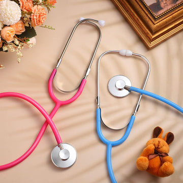 meekoo 2 Pieces Kids Stethoscope Toy, Nursing Working Stethoscope for Children Role Play Cute Doctor Pretend Game Accessories (P