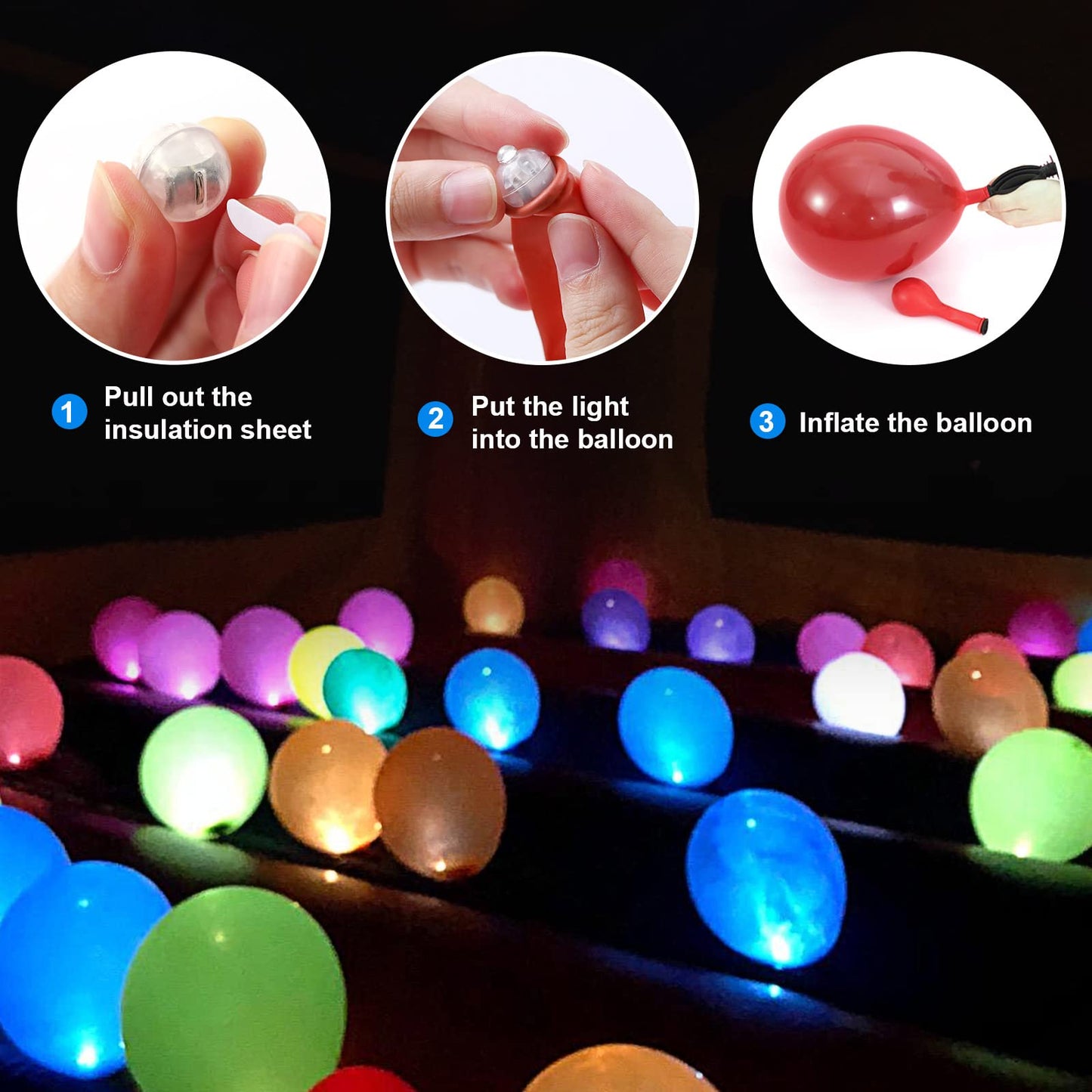 Zgwj 100Pcs Mini Led Lights, Led Balloons Light Up Balloons For Party Decorations Neon Party Lights For Paper Lantern Easter Eggs Birthday Party Wedding Halloween Christmas Decoration - Blue