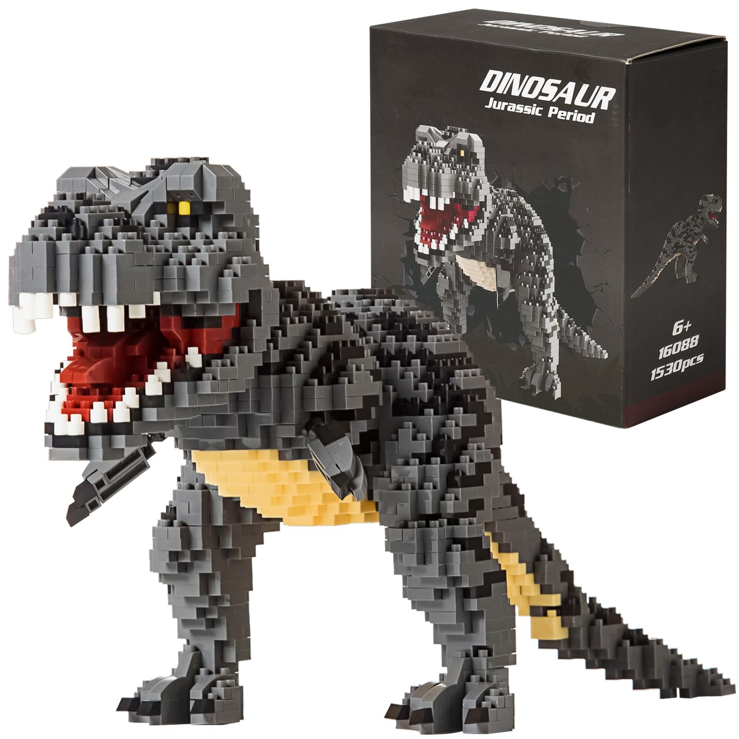 Aigidusansu Jurassic Dinosaur Micro Building Blocks, 1530Pcs Velociraptor Tyrannosaurus Rex Diy Mini Diamond Blocks Bricks Toy D