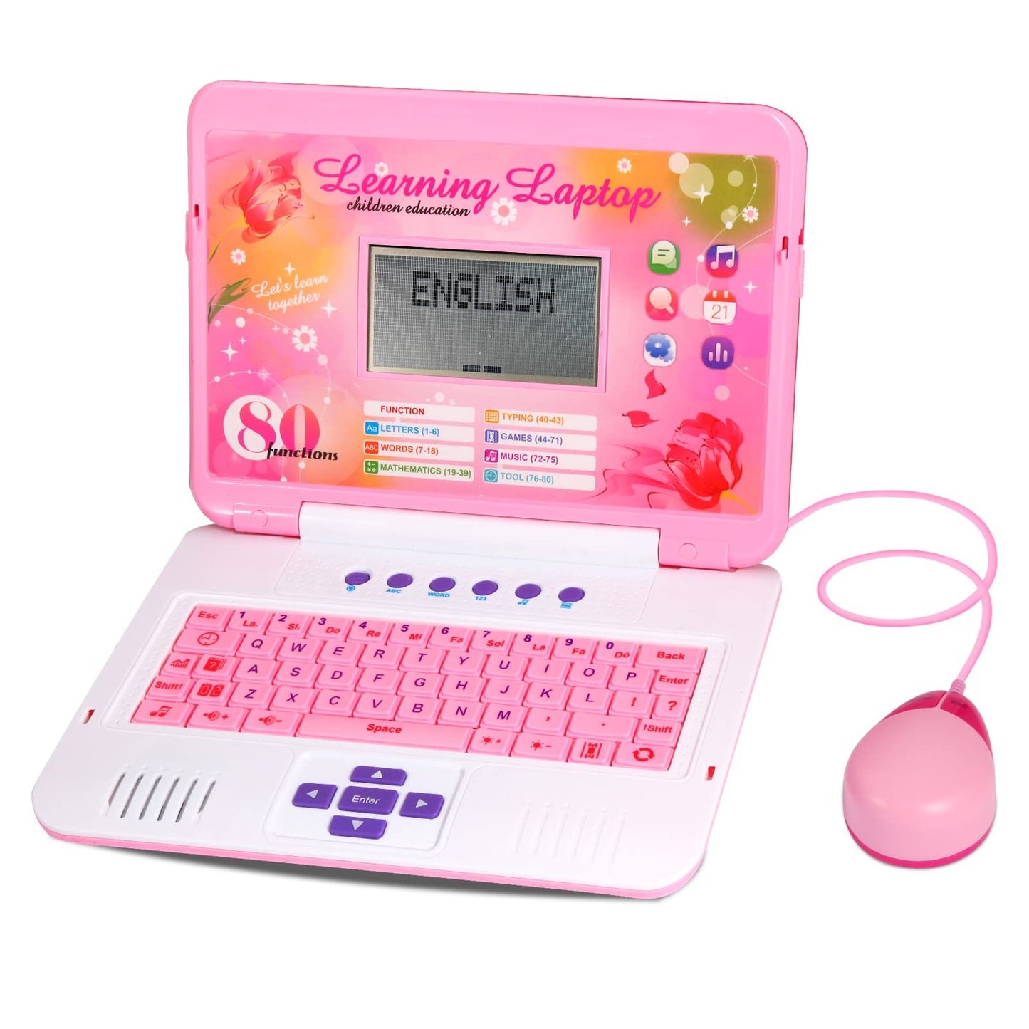 LESHITIAN Kids Laptop - Educational Computer with 80 Activities, Blue, Plastic, Ages 5+