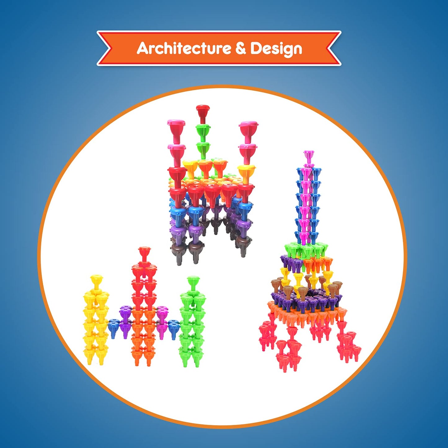 Kids Korner Brain Building Set Construction Toys - Interlocking Engineering Tinker Fine Motor Skills Educational Toys - 64 Pc Stem Toys For Boys And Girls 3 4 5 6 7 Years Old