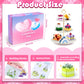 Uiseba Valentines Day Gifts For Kids Classroom/School,24Pcs Dessert Building Blocks And Valentines Cards,Toys For 3+ Years Old G