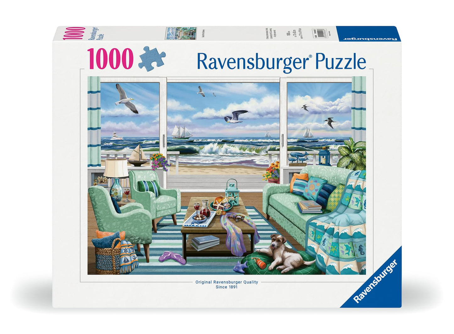 Ravensburger 1000 Piece Jigsaw Puzzle - Beachfront Getaway, Handcrafted Cardboard, Multi Color, Model 12000553, Made in Germany