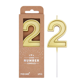 PHD CAKE 2.76 Inch Luxe Gold 2 Number Birthday Candles, Gold Number Candle, Cake Number Candles, Party Celebration