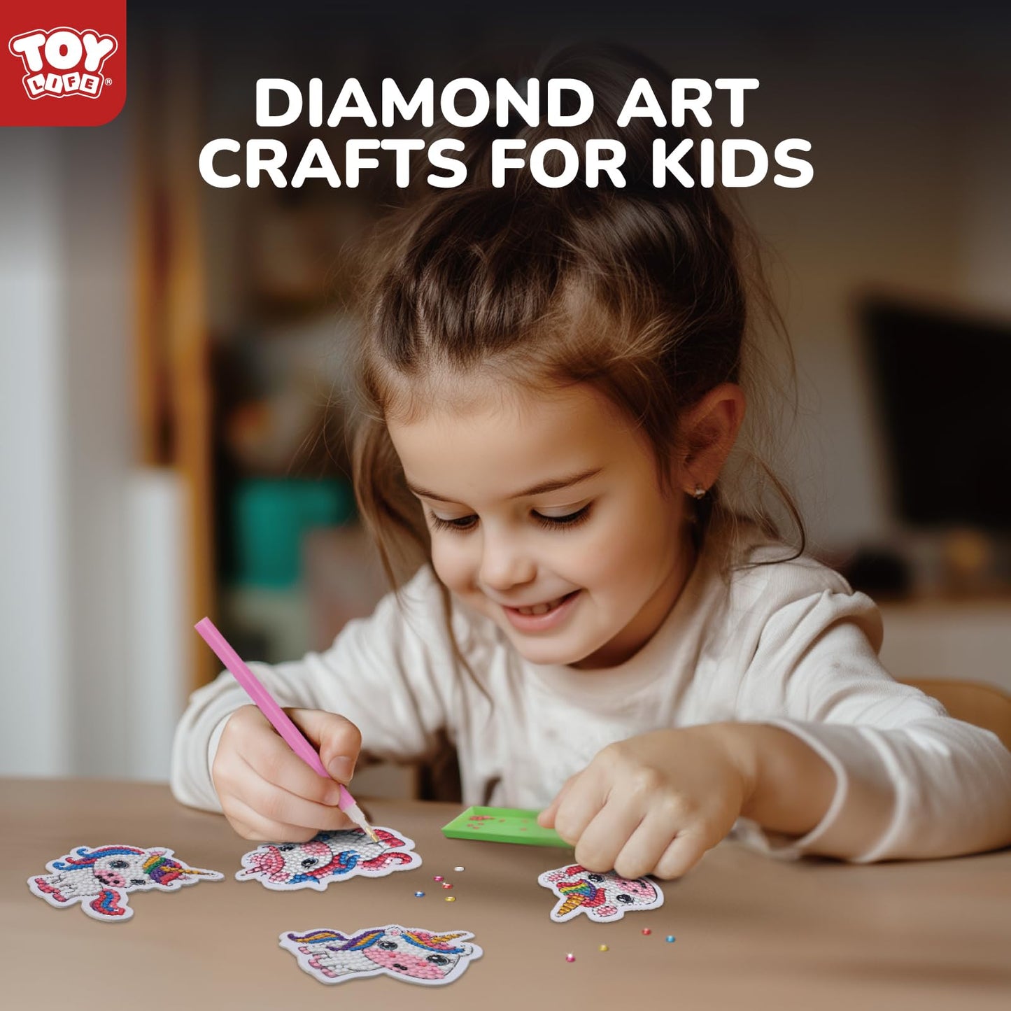 TOY Life Diamond Art Kits for Kids Gem Art Diamond Art for Kids, Unicorn Diamond Painting Kits for Kids 4-8, Gem Art Kits for Ki