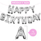 WESTGO Happy Birthday Balloons Banner | 16" Sliver Mylar Foil Letters | Reusable Party Decor for Kids & Adults