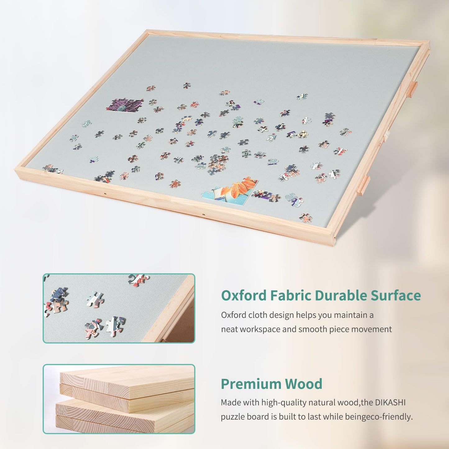 Dikashi 1500 Pieces Tilting & Rotating Puzzle Board, 34.25''    25.2'', Portable Jigsaw Puzzle Table For Adults With 4 Drawers &