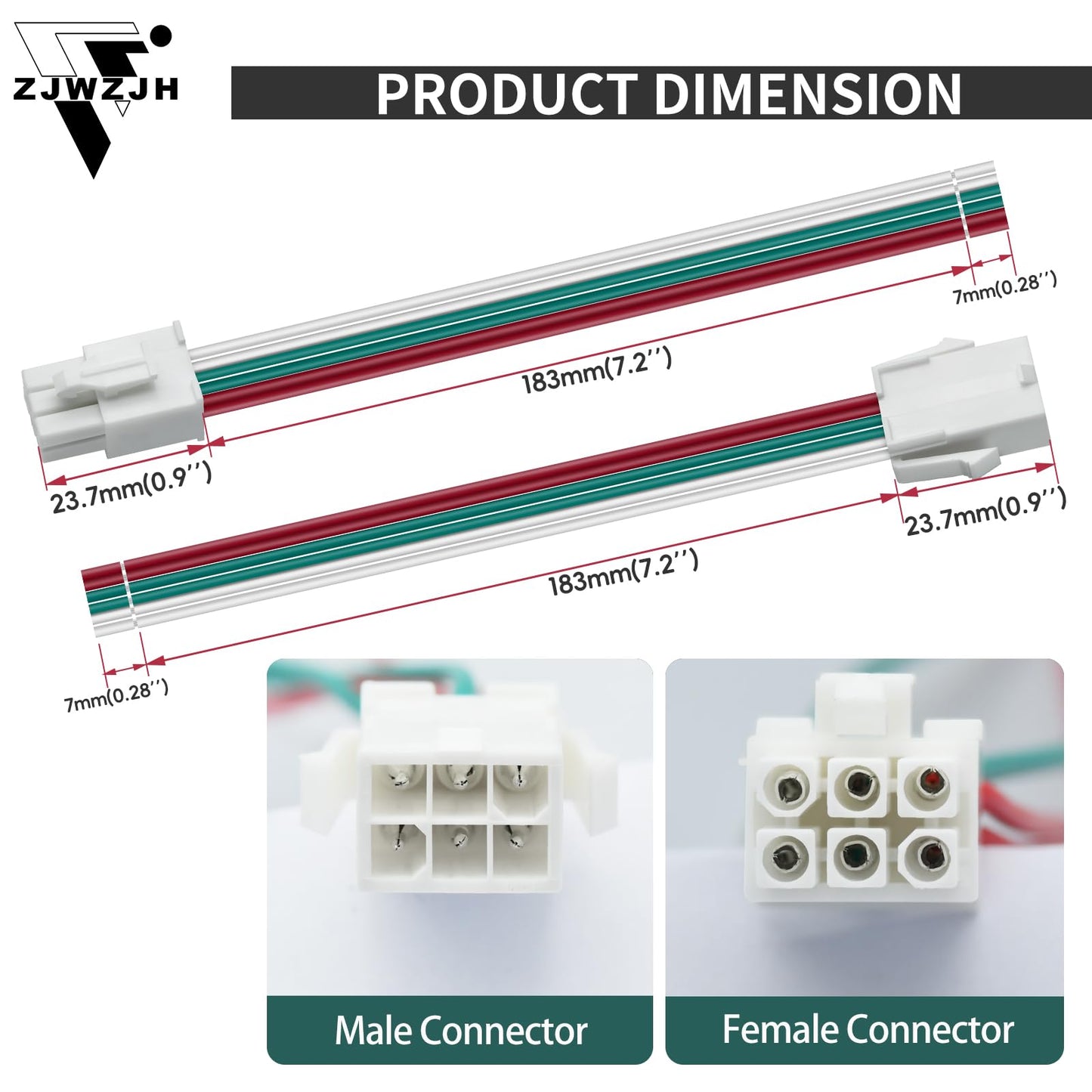 8Amp 3 Pairs 6 Pin Connector Servo Extension Cable Wire Fl4.14Mm Pitch Male To Female Servo Motor Extension 6 Pin Power Connecto