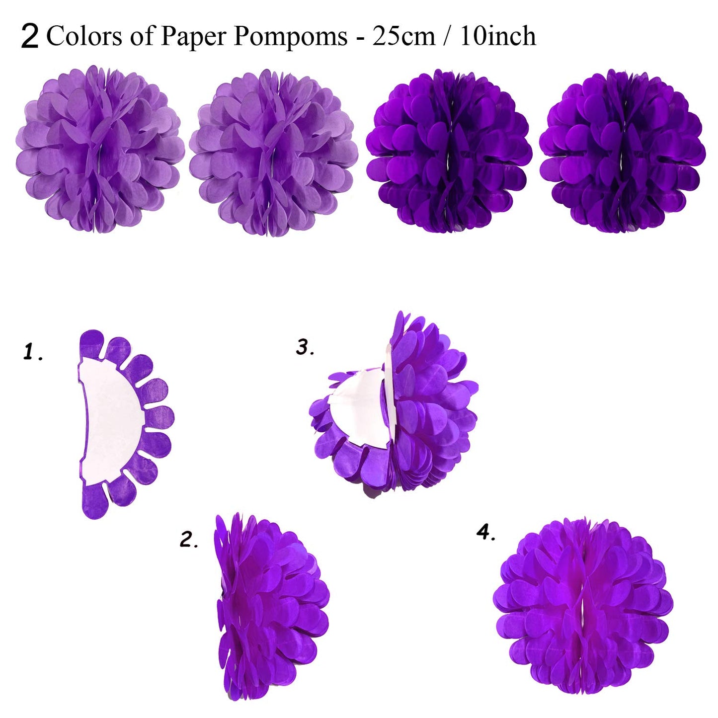 Recosis Birthday Party Decorations, Purple Party Decorations For Boy Girls Men Women Happy Birthday Banner, Curtains Paper Pompo