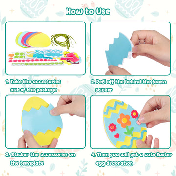 Fennoral 12 Pack Easter Egg Craft Kit For Kids Make You Own Egg Foam Stickers Ornament Diy Easter Arts And Crafts For Easter Art