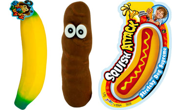 Ja-Ru Stretchy Banana, Poopster & Hot Dog. Sensory Toys (3 Pack) Stress Relief Toys | Fidget Toys For Kids And Adults. Autism, Anxiety, Therapy Squishy Toys & Party Favors. & Sticker 3340-6448-5564S