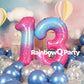 Rainbowq 13 Number Balloons 40 Inch For Boy Or Girl Big Starry 0-9 Foil Mylar Large Balloon Number 13 Happy 13Th Birthday Party