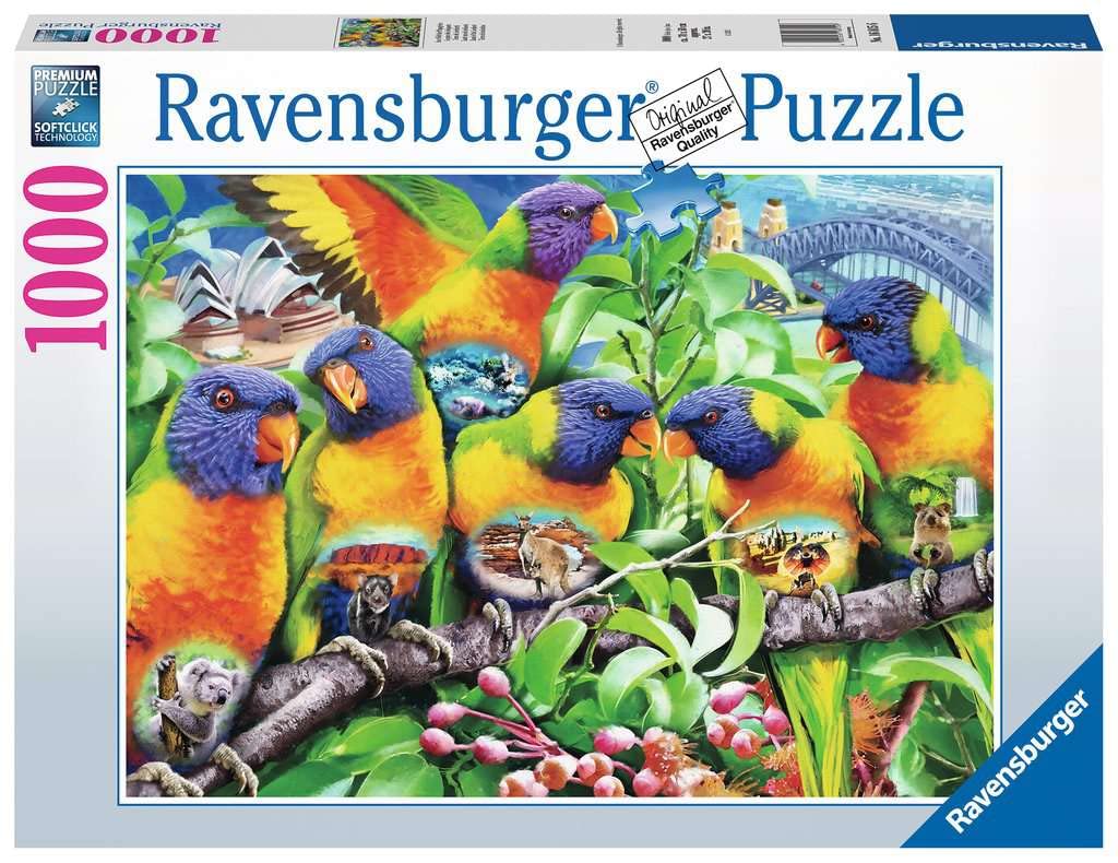 Ravensburger 1000 Piece Jigsaw Puzzle - Land of The Lorikeet, Multicolor, 27 x 20 inches, Model 16815, Unique Pieces with Softclick Technology