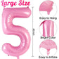 Pink Number 5 Balloon 40 Inch, Big Large Foil Helium Number Balloons, Jumbo Giant Mylar Number 5 Balloons For 5 Year Old Birthda