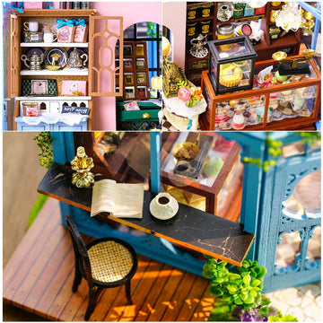 Cutebee Dollhouse Miniature House With Furniture, Diy Dollhouse Kit With Dust Proof, Music Movement, 1:24 Scale Creative Room For Valentine'S Day Gift For Family And Friends (Rose Garden Tea House)