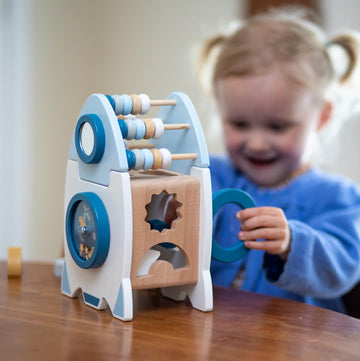 Smartwo Wooden Space Toy For Baby 1 Year Old, Montessori Toy For Babies 12-18 Months, Toddler Rocket Toy Age 1-3, Sensory Activi